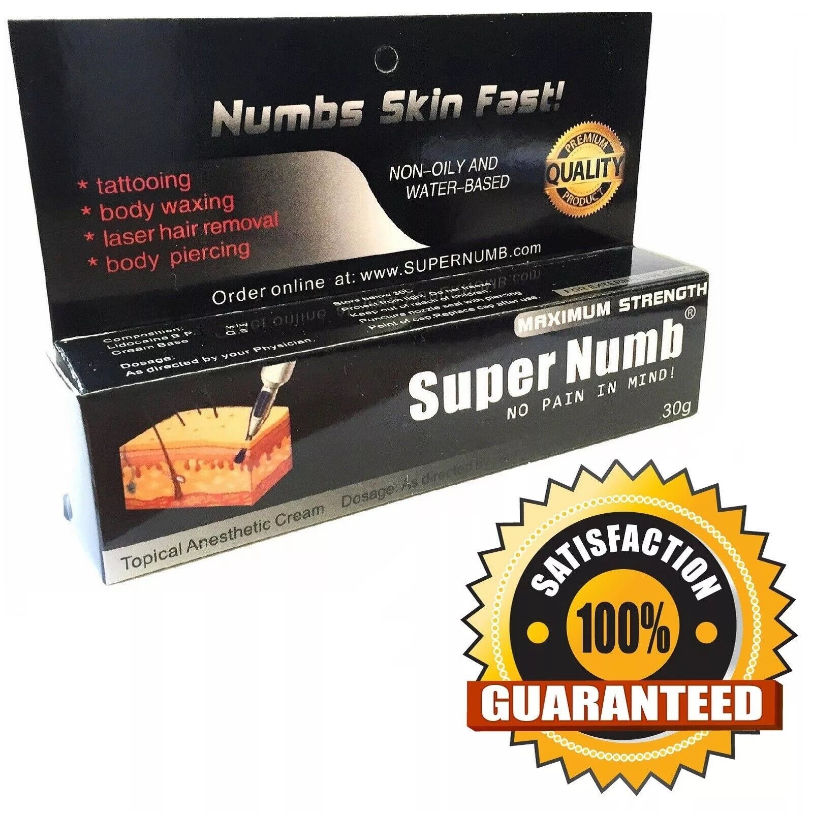 30g SUPER NUMB Skin Cream Painless Tattooing Laser Waxing Piercing