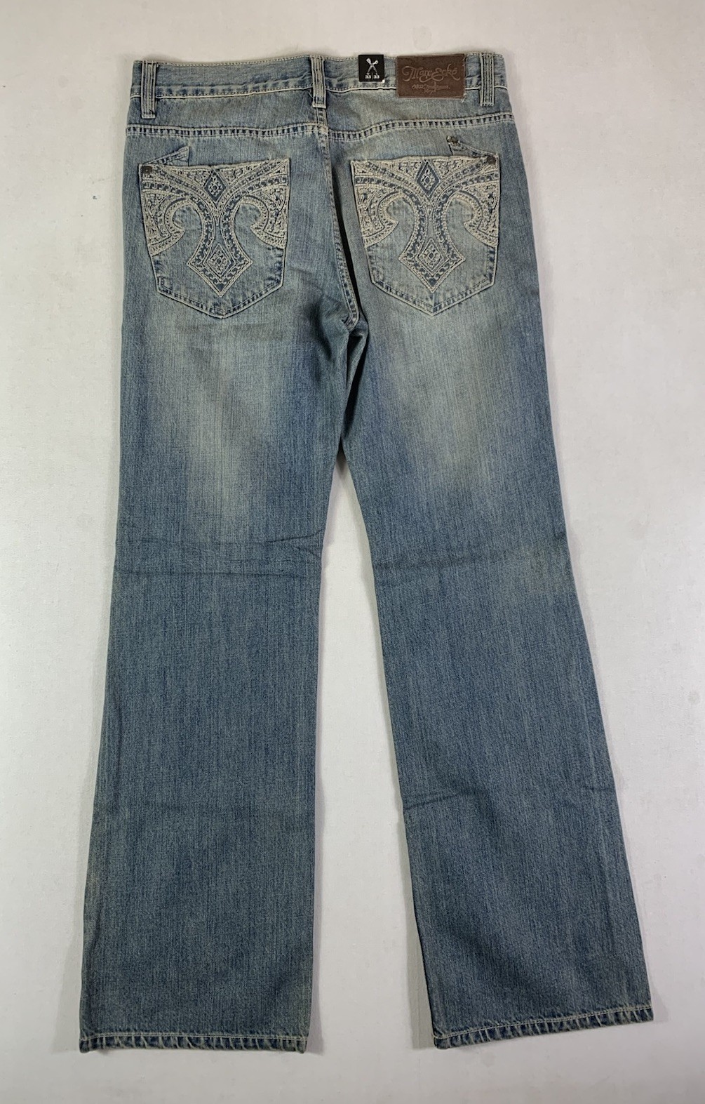 Y2K Vtg Marc Ecko Men\'s Jeans 33x33 Blue Embroidered (Fits 32x31) NWT Boot