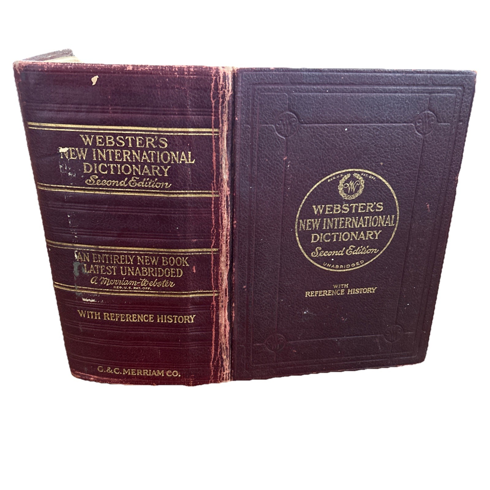 Webster\'s New International Dictionary 2nd Ed Unabridged Leather 1930s Decor Webster\'s New International Dictionary 2nd Ed Unabridged Leather 1930s Decor