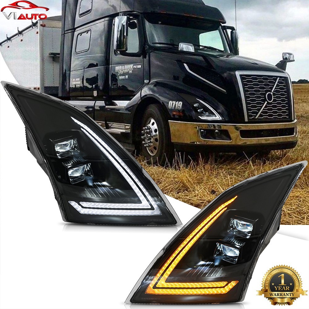 1Set LED Headlights For 2018-2024 Volvo VNL 300 400 760 VNR 400 460 Front Lamps