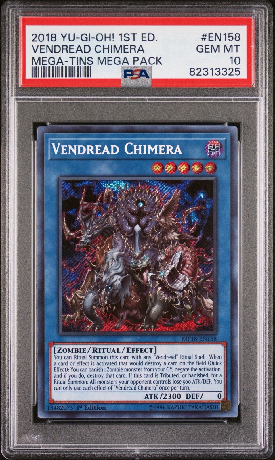 PSA 10 YuGiOh Vendread Chimera First Edition Secret Rare MP18-EN158 PSA 10 YuGiOh Vendread Chimera First Edition Secret Rare MP18-EN158