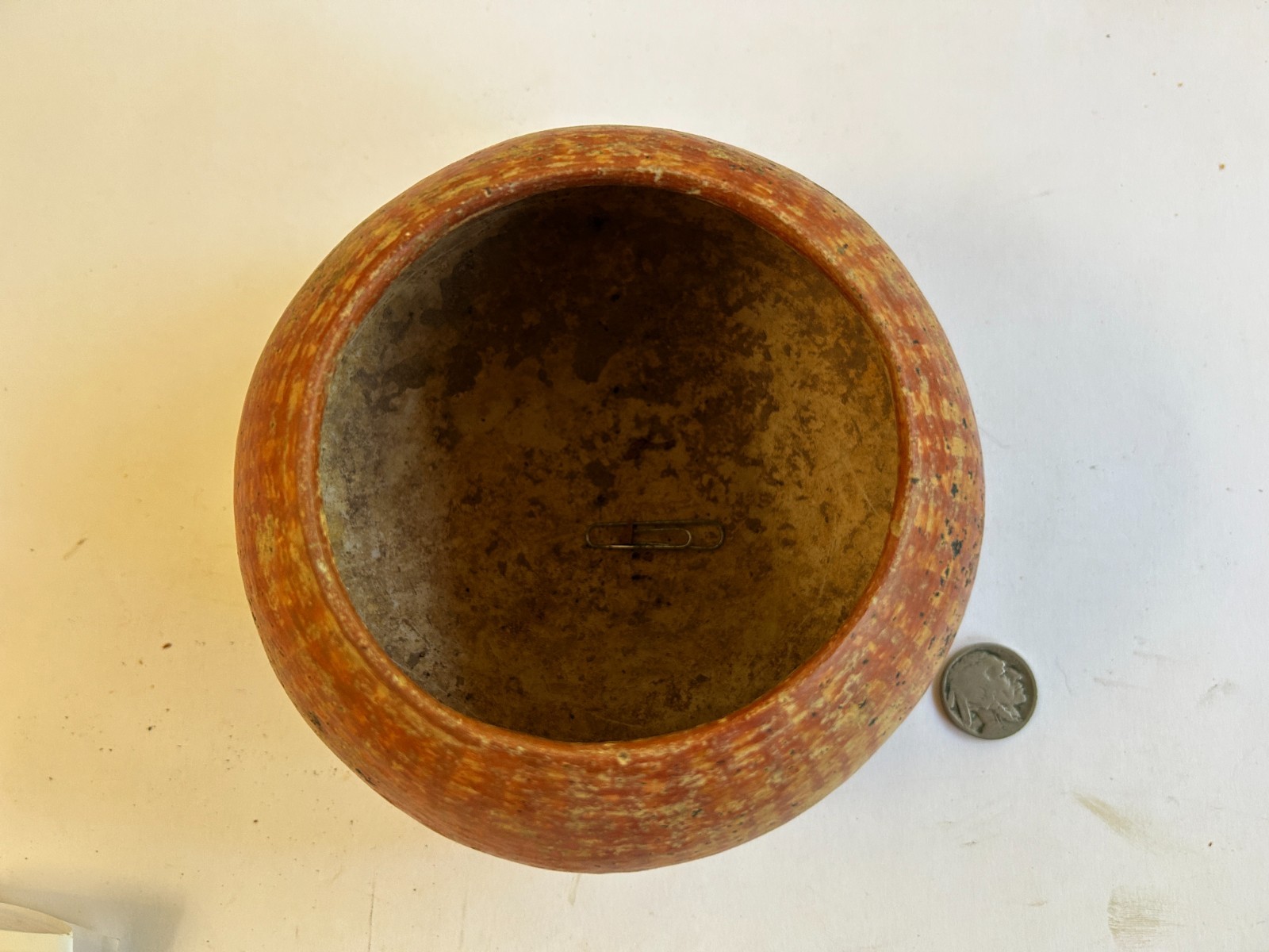 PERUVIAN   HANDMADE   VINTAGE   BOWL - WITH STRIPES - LOT J-5