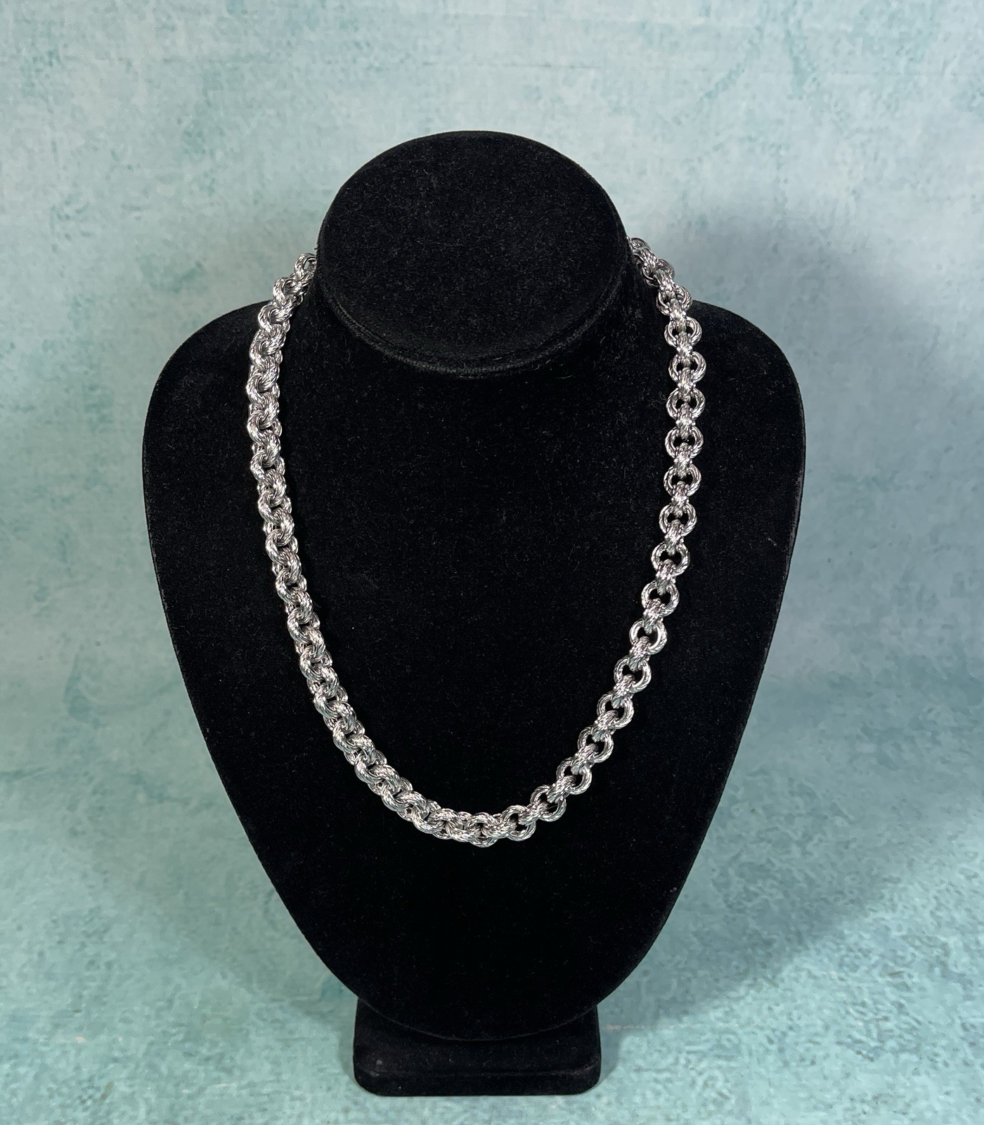 Judith Ripka Sterling Silver 925 20” Heart Clasp Heavyweight Necklace 80g VTG