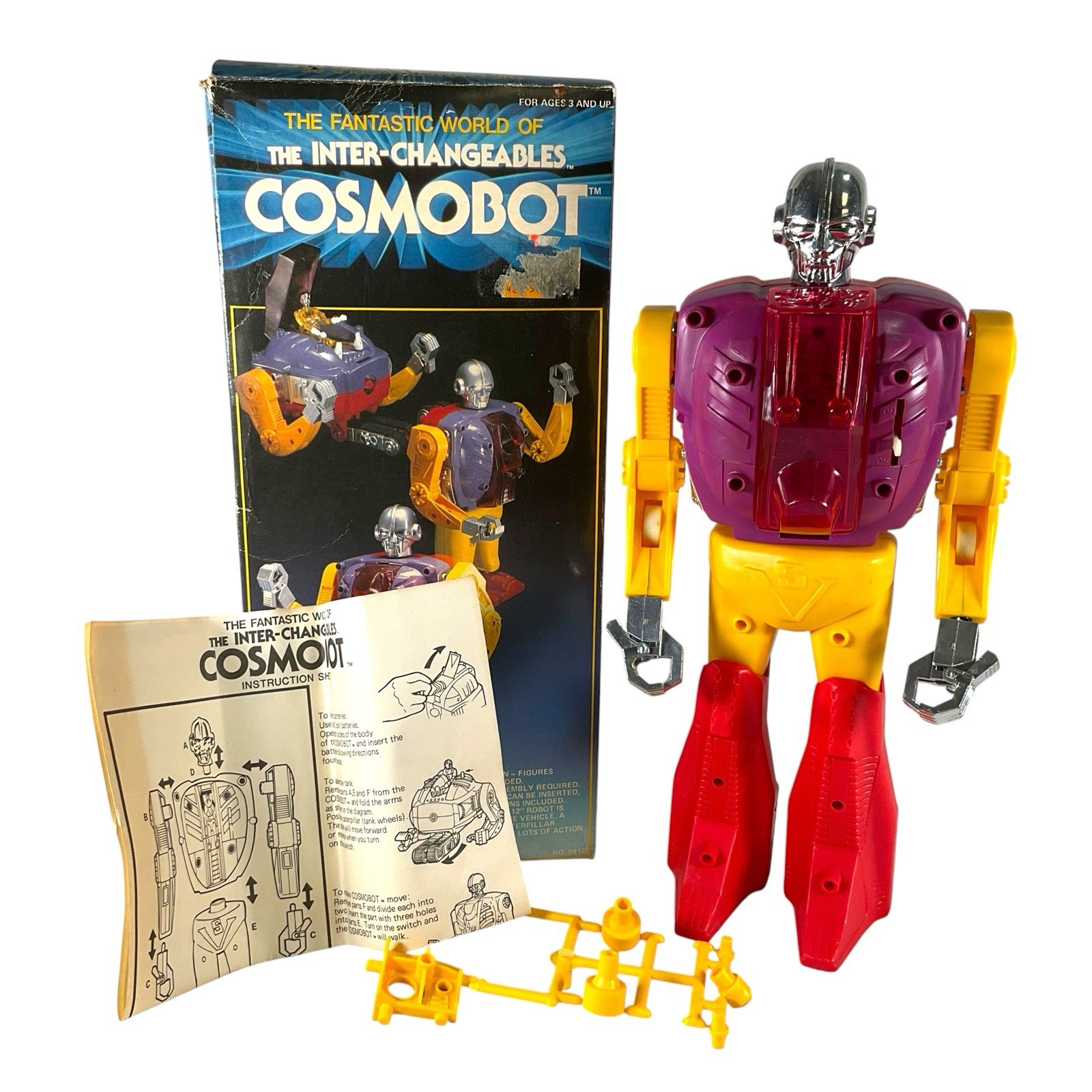 Vintage 1980s Hourtoy The Inter-Changeables Cosmobot Complete In Box UNTESTED§