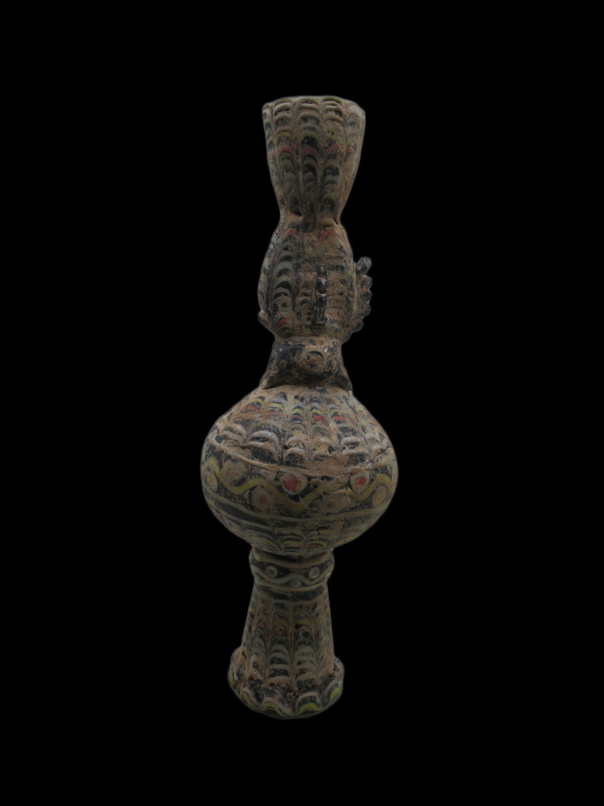 ANCIENT PHOENICIAN MOSAIC GLASS BOTTLE - A UNIQUE TYPE.