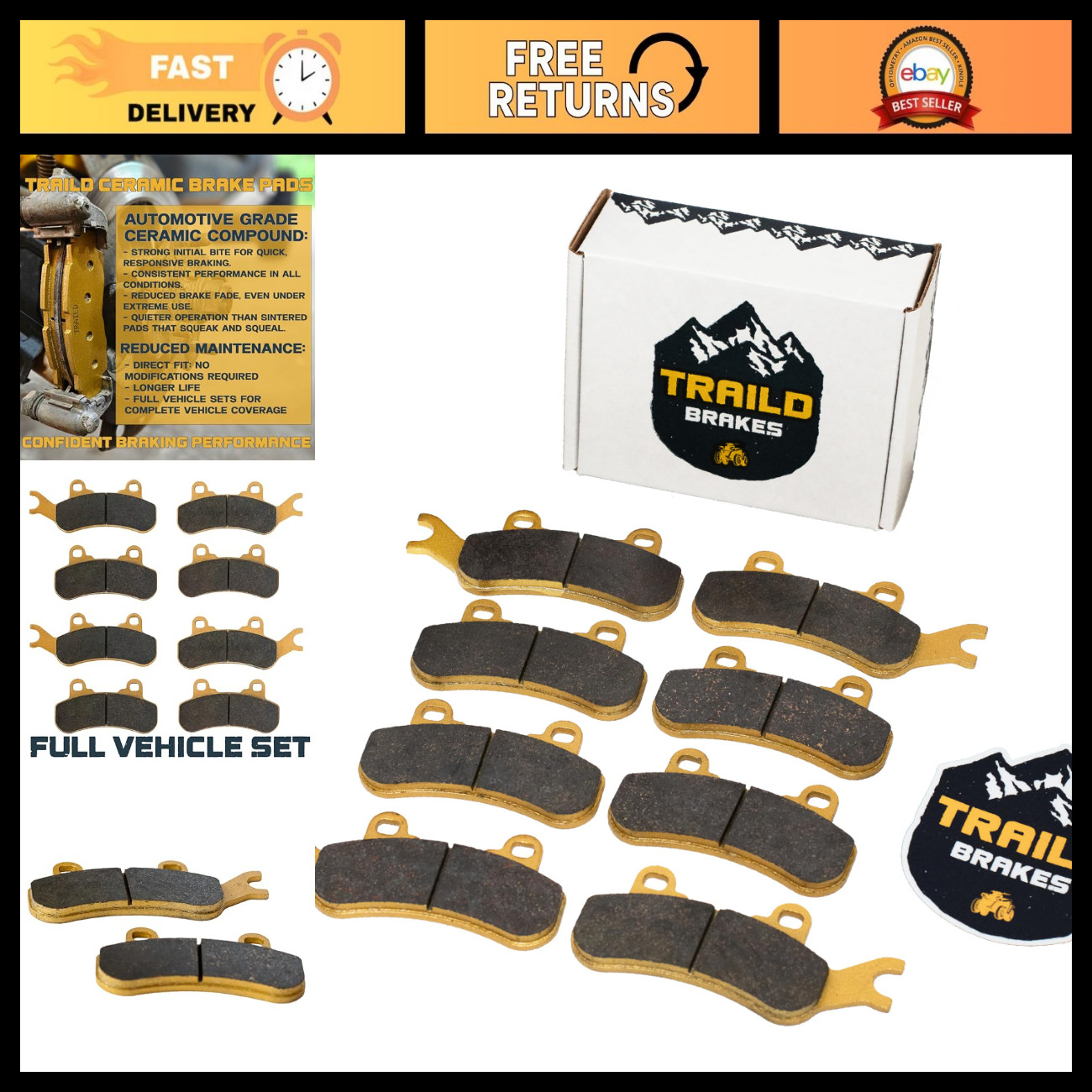 High-Performance Ceramic Brake Pads for Can-Am Maverick X3 2017-2026 Front & Rea High-Performance Ceramic Brake Pads for Can-Am Maverick X3 2017-2026 Front & Rea