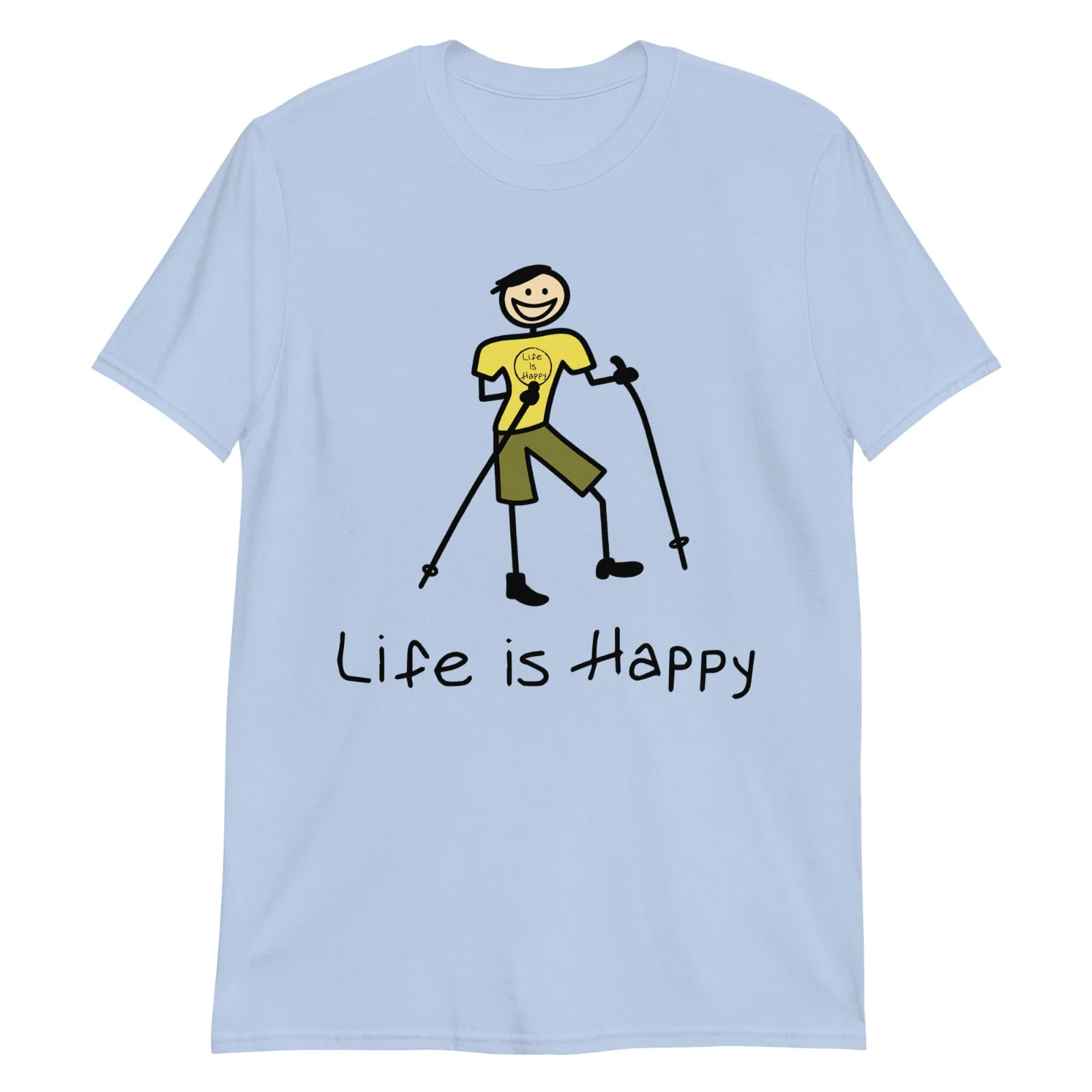 FUNNY Life is happy blue t-shirt short sleeve Full sizes