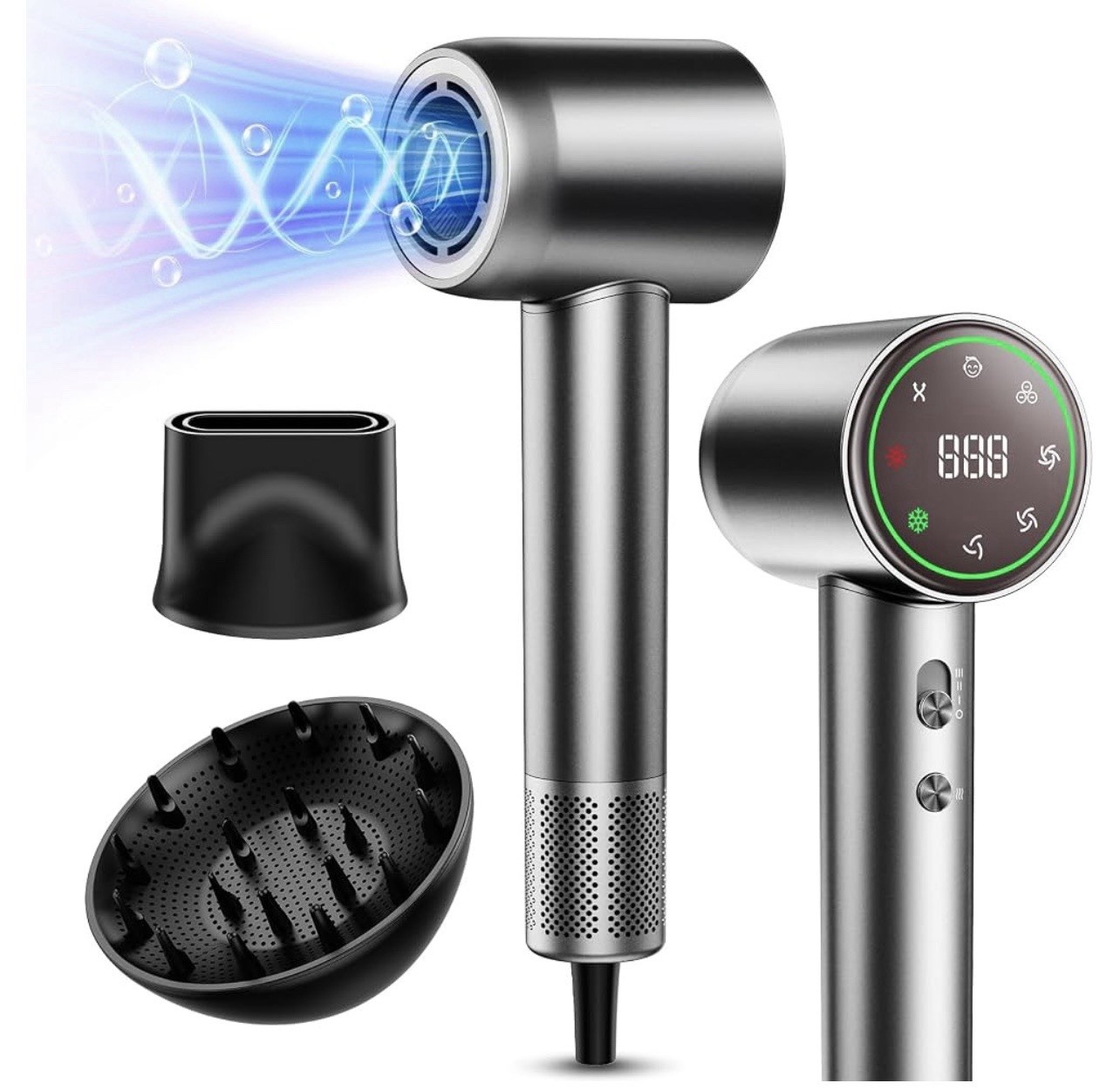 Professional High Speed Ionic Blow hair Dryer,5 Temps/3 Speeds Magnetic Diffuser