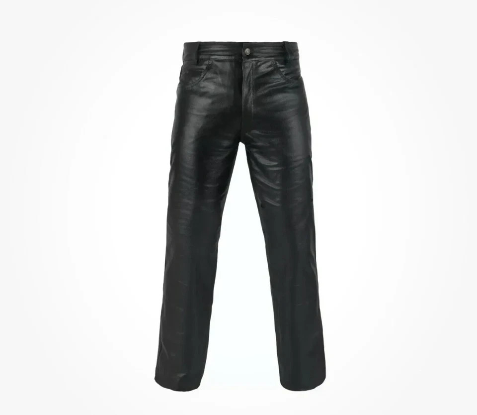 Men\'s Genuine Leather Pants with Zipper Soft Genuine Leather Biker Trouser Pant Men\'s Genuine Leather Pants with Zipper Soft Genuine Leather Biker Trouser Pant