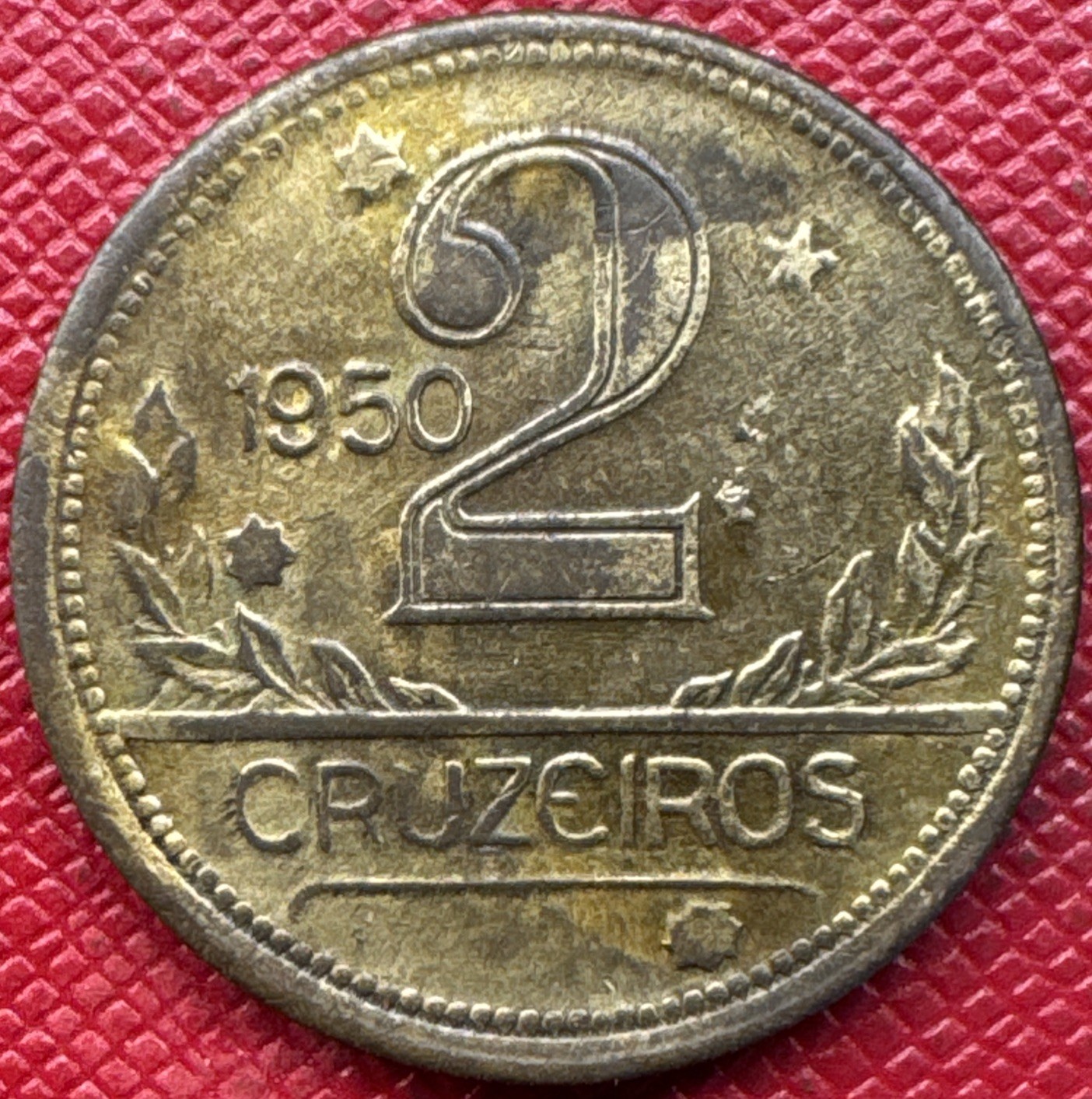 Brazil 1950 Aluminum-Bronze 2 Cruzeiros. KM# 559 Brazil 1950 Aluminum-Bronze 2 Cruzeiros. KM# 559