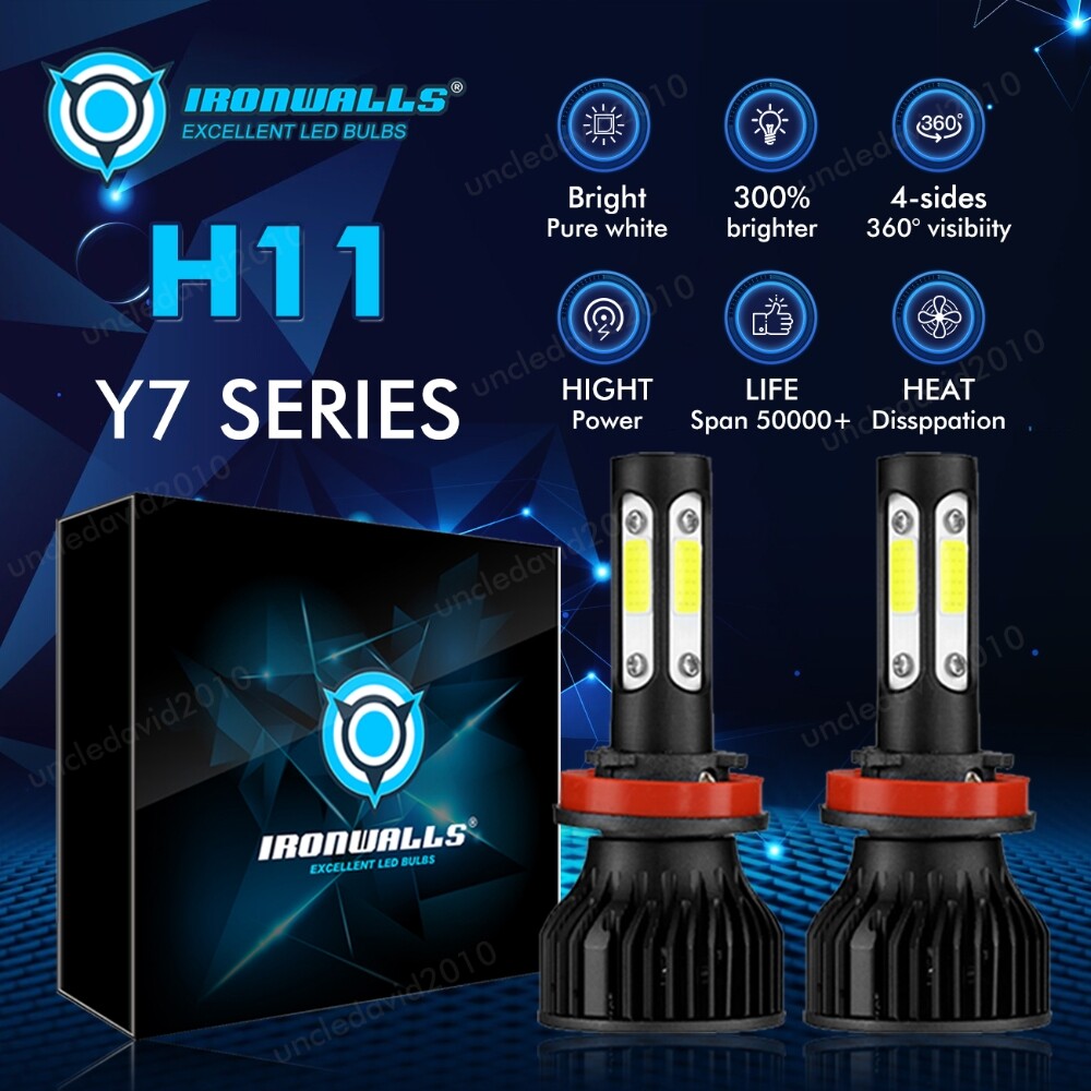 4/6/8-sides H11 LED Headlight Fan Bulbs Low Beam 6500K Super Bright High Power