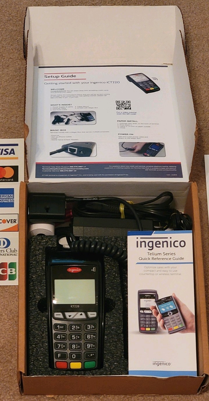 Ingenico iCT 220 v3 Telium Series Credit Card Reader w/ Ethernet Cable & Paper Ingenico iCT 220 v3 Telium Series Credit Card Reader w/ Ethernet Cable & Paper