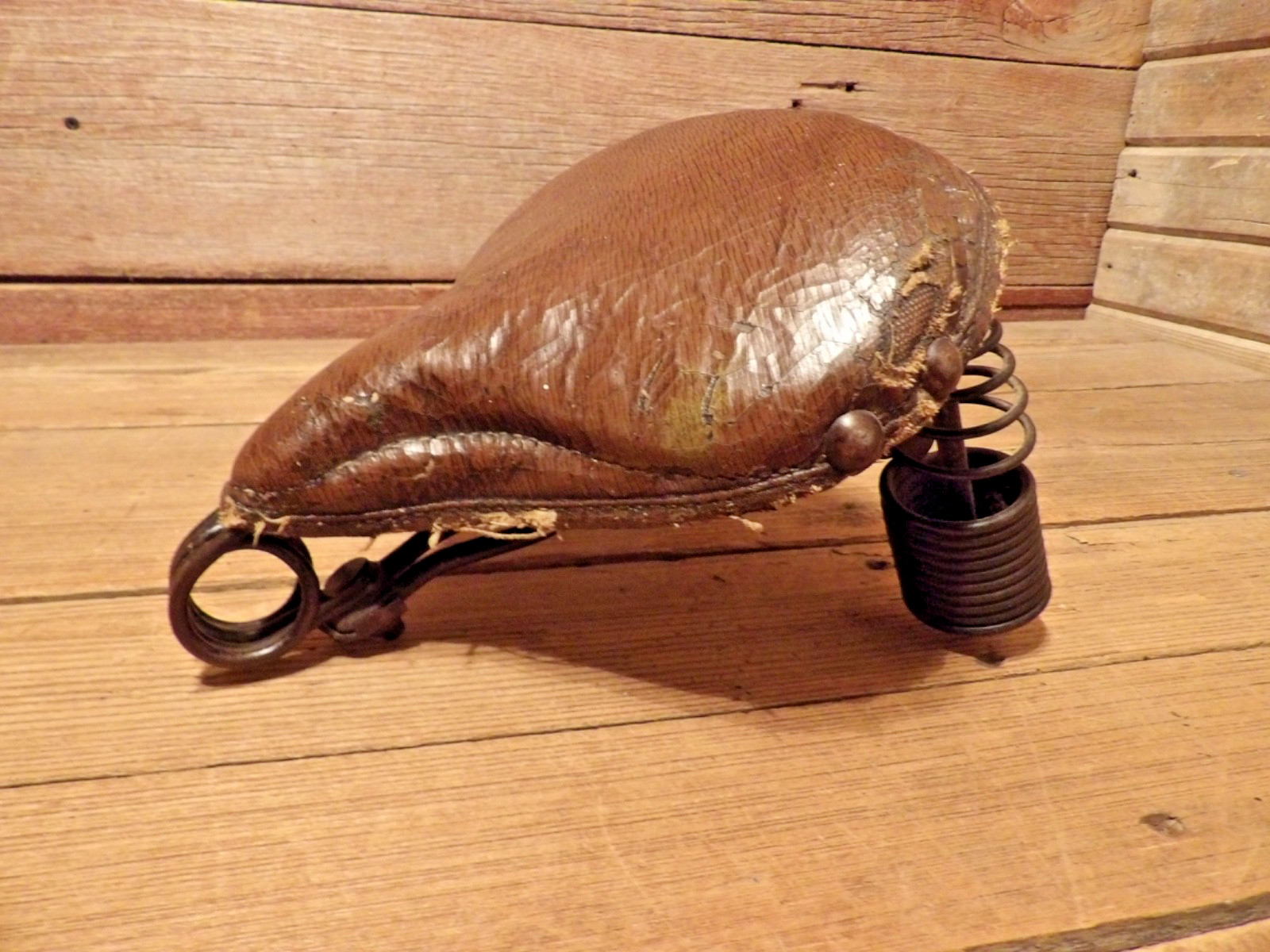 Vintage Pre-War 1930\'s Long Spring Leather Saddle Bicycle Seat
