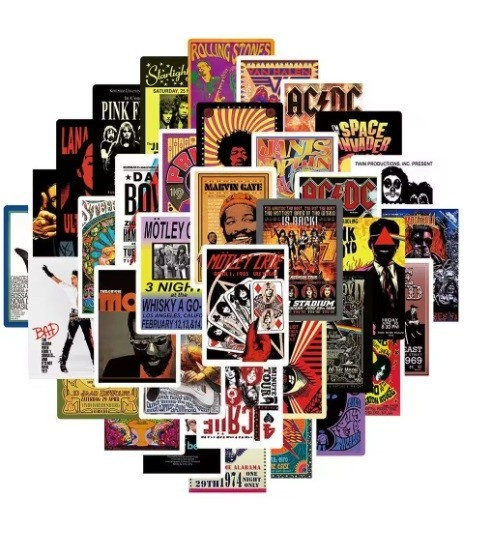 50PCS Classic Rock Band Stickers Pack Lot Vintage Retro Music Poster Decals Bulk