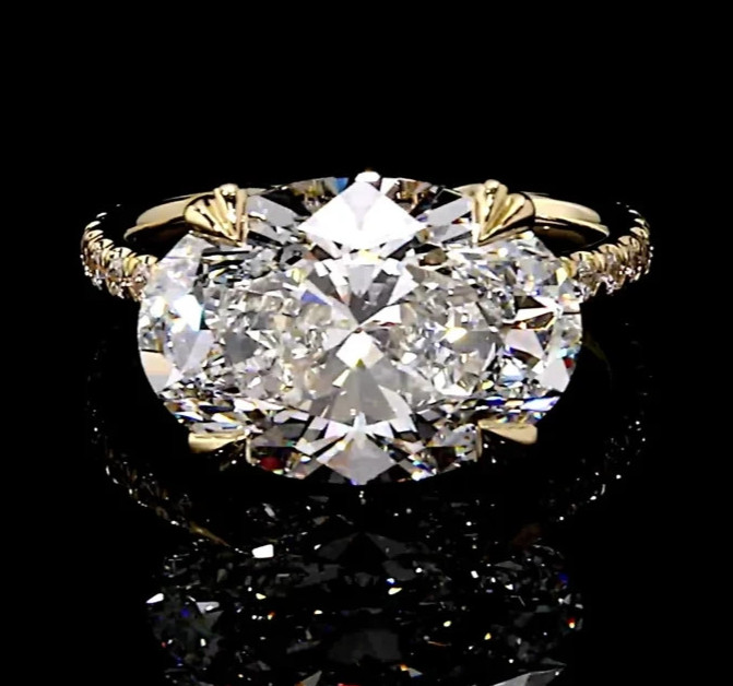 6.30Ct Certified VVS-E-F-Oval White Diamond Ring-Great Shine-FREE Studs