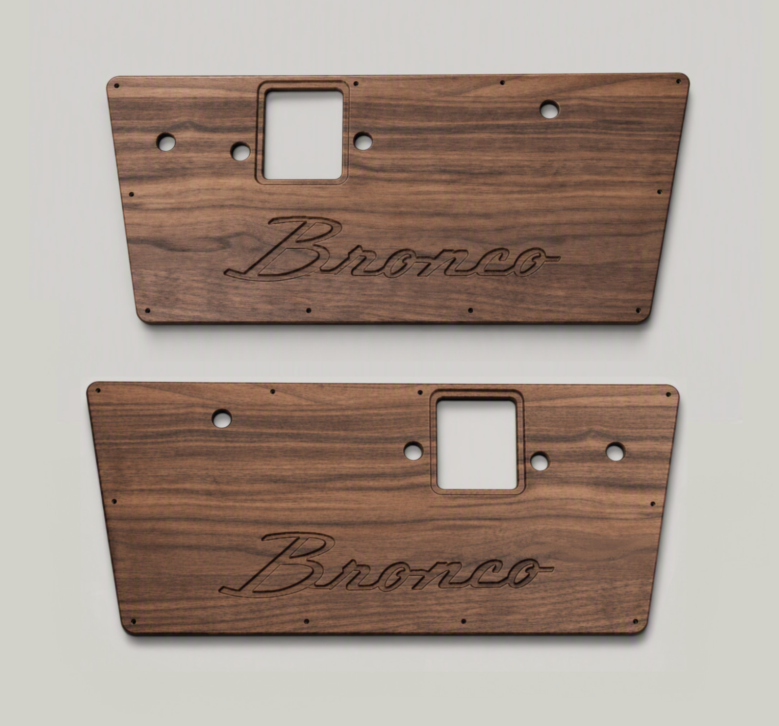 1968-1977 Early Ford Bronco Door Panels - Real Walnut Hardwood - 1968-1977 Early Ford Bronco Door Panels - Real Walnut Hardwood -