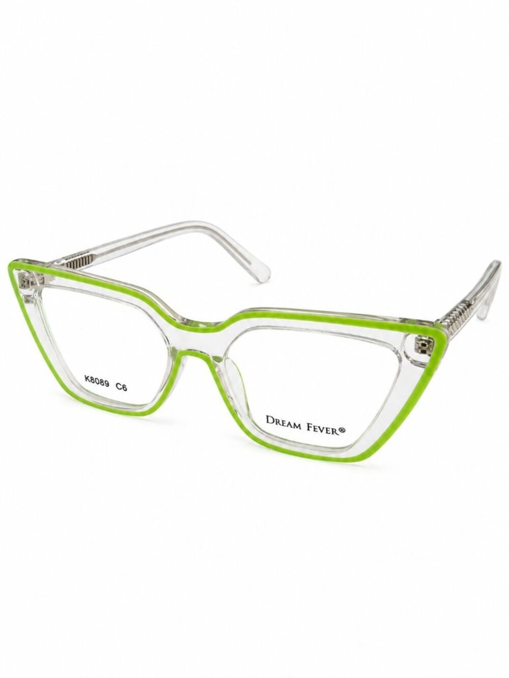 Dream Fever K8089 C6 Lime Green/Clear Eyeglass Frames 53-17-142