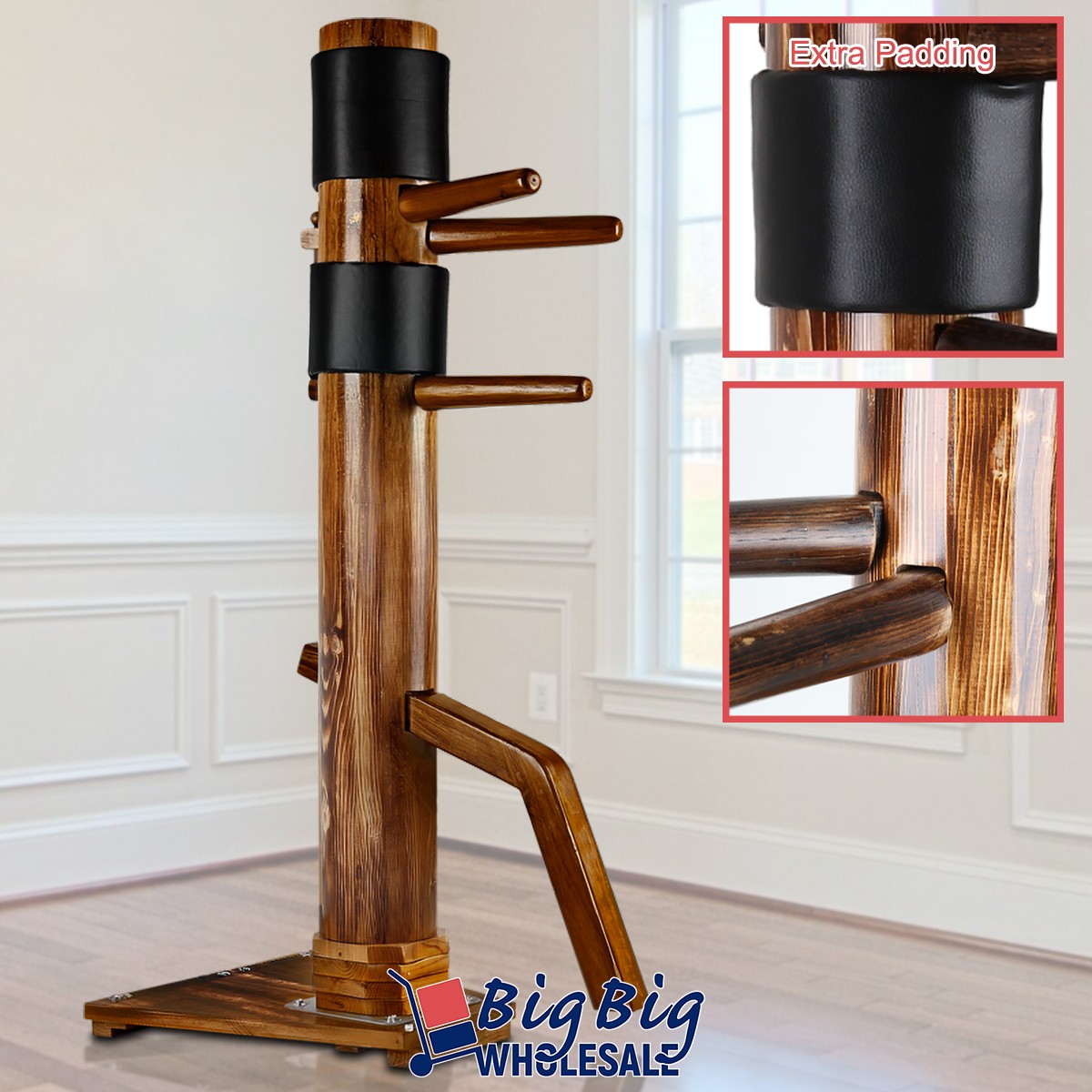 Wing Chun Dark Wooden Training Target Dummy Base Solid Martial Arts Practice