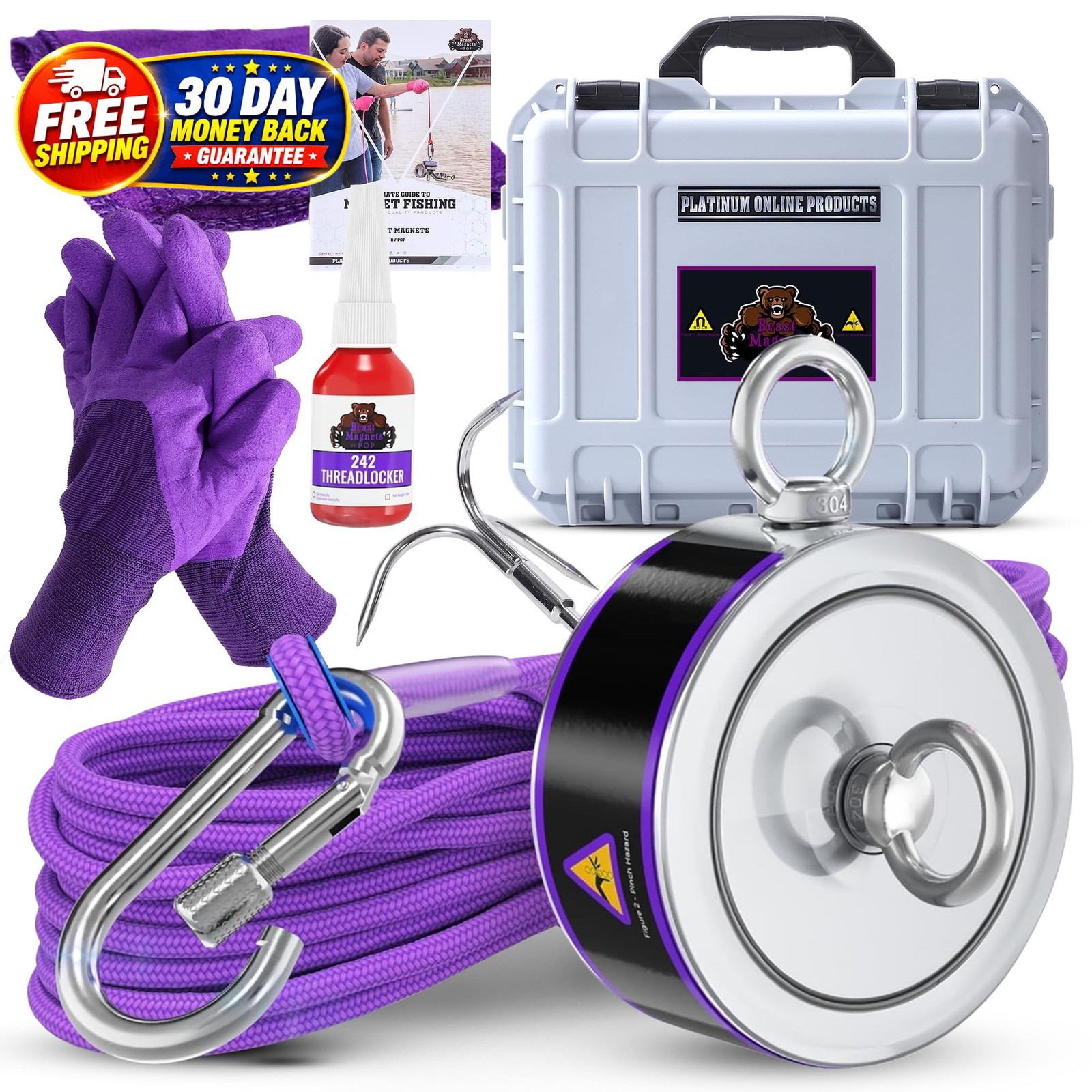 2600LB’s Complete Magnet Fishing Kit | Double Sided Fishing Magnet Kit with Case 2600LB’s Complete Magnet Fishing Kit | Double Sided Fishing Magnet Kit with Case