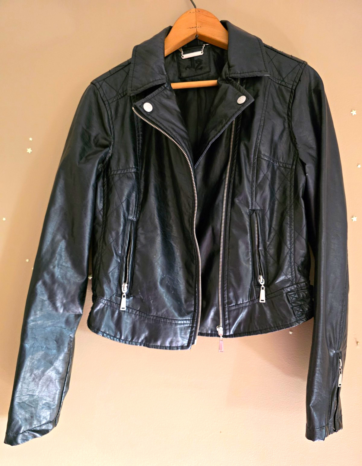 American Rag Cie Women’s Black Biker Jacket Full Zip Lined Zipped Pockets M American Rag Cie Women’s Black Biker Jacket Full Zip Lined Zipped Pockets M