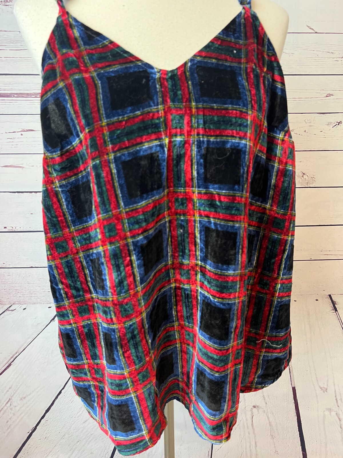 Torrid Sophie Velvet Swing Cami Top 00 Plaid Holiday whimsigoth Medium Large Torrid Sophie Velvet Swing Cami Top 00 Plaid Holiday whimsigoth Medium Large