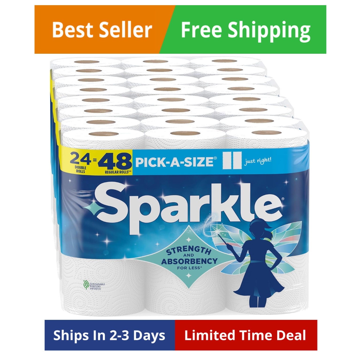 Sparkle Pick-A-Size Paper Towels, 24 Double Rolls 2,640 Sheets Total - Strong... Sparkle Pick-A-Size Paper Towels, 24 Double Rolls 2,640 Sheets Total - Strong...
