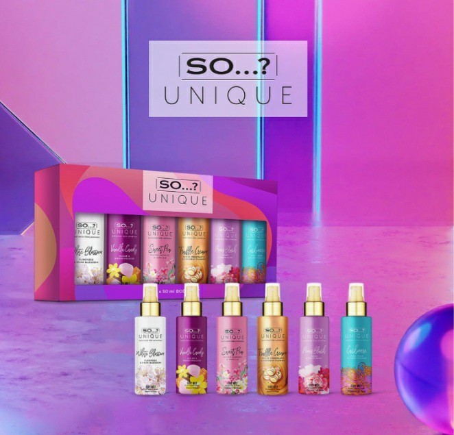 So...? Unique, Women’s Bath & Body Mist Set, Features (6) 1.7 Oz Scents, NEW