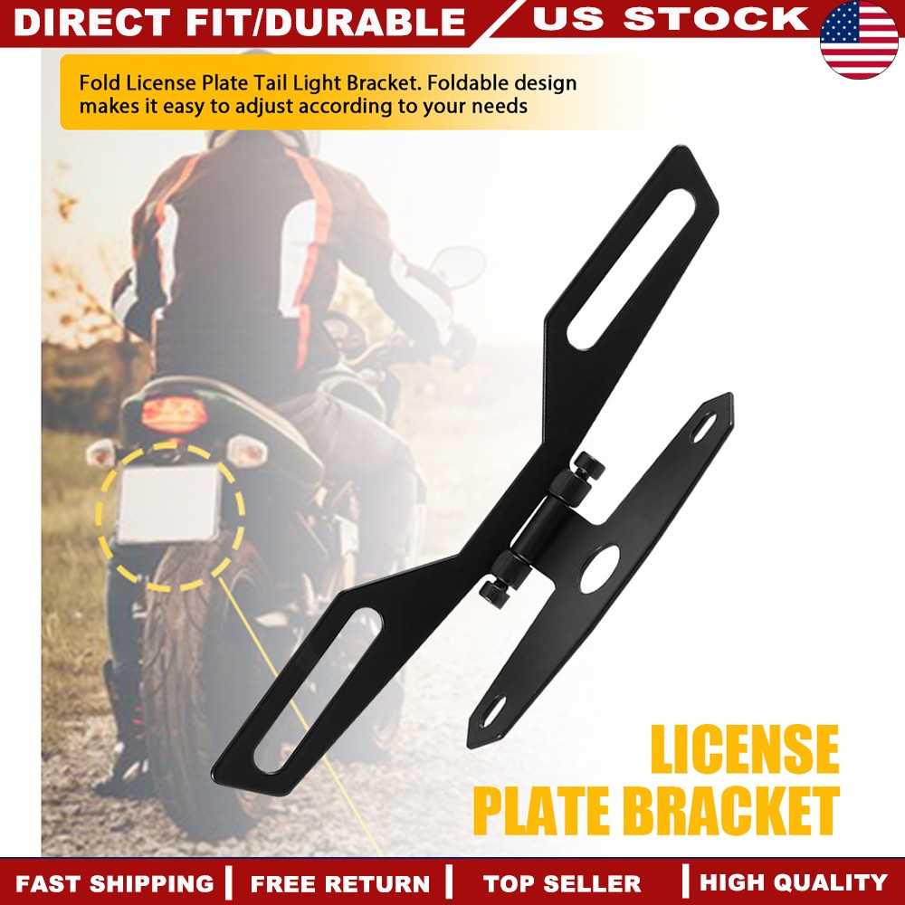 Adjustable Motorcycle License Plate Mount Holder Bracket Foldable Universal US