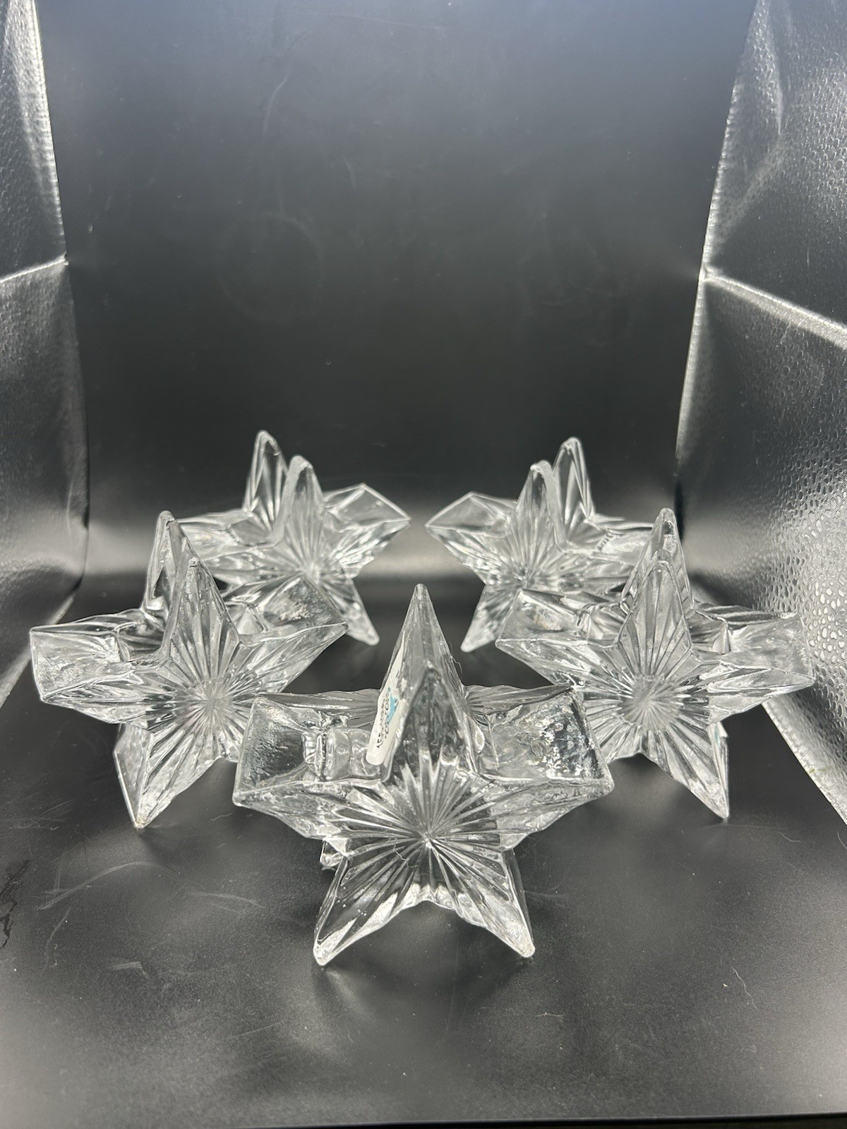 5 Vtg Pier 1 Clear Glass Star Shaped Taper Candle Holders 3.5” H New Old Stock 5 Vtg Pier 1 Clear Glass Star Shaped Taper Candle Holders 3.5” H New Old Stock