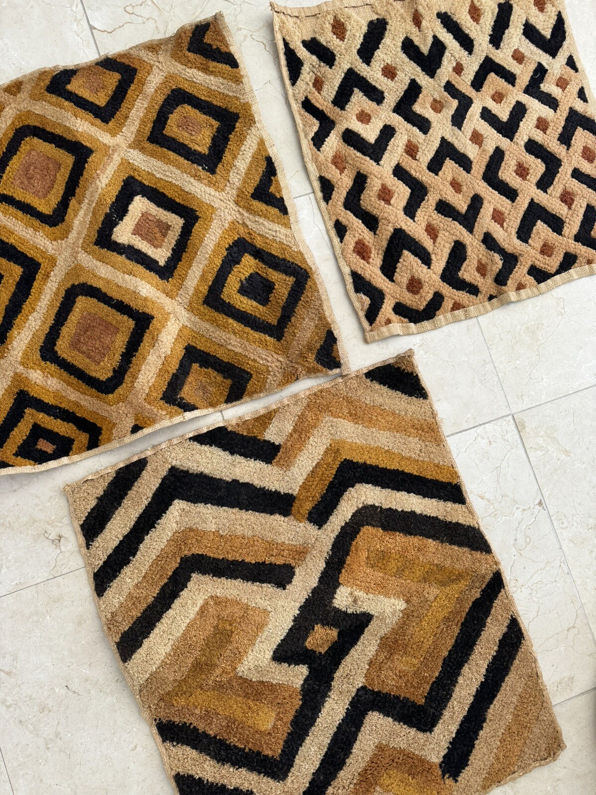 Africa, Kenya / All Hand Made Kuba 3 Square Pieces. Figure #5.