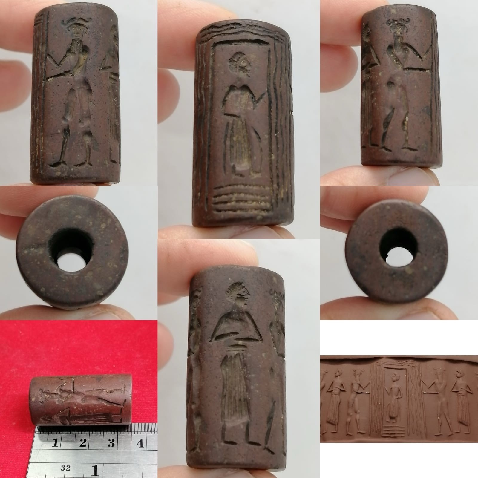 Roman Old Cylinder Stone Intaglio Rare Brad
