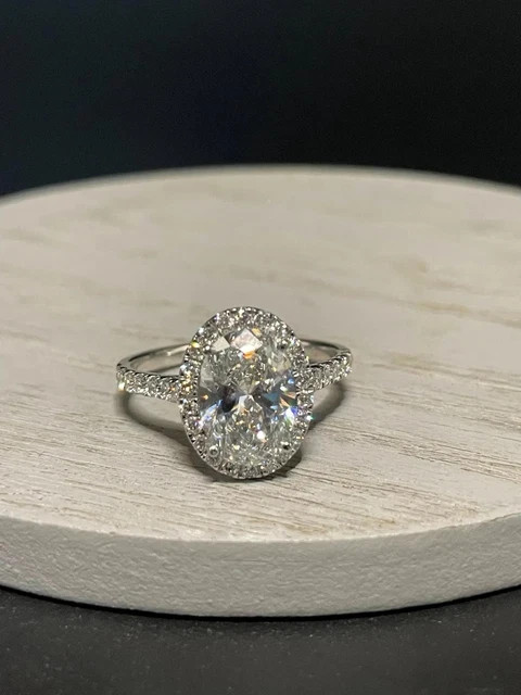 3.50Ct Oval Cut IGI Certified Lab Grown Diamond 14K White Gold Engagement Ring