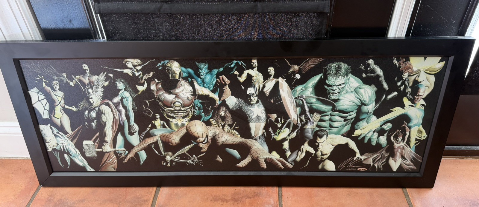 Alex Ross Hand Signed Upper Deck 44x17 Canvas The Avengers Marvel UDA 104/250 Alex Ross Hand Signed Upper Deck 44x17 Canvas The Avengers Marvel UDA 104/250