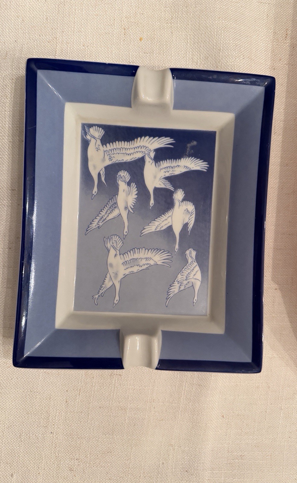 Rare Authentic vintage 1979 Hermes Paris Limoges porcelain ashtray.