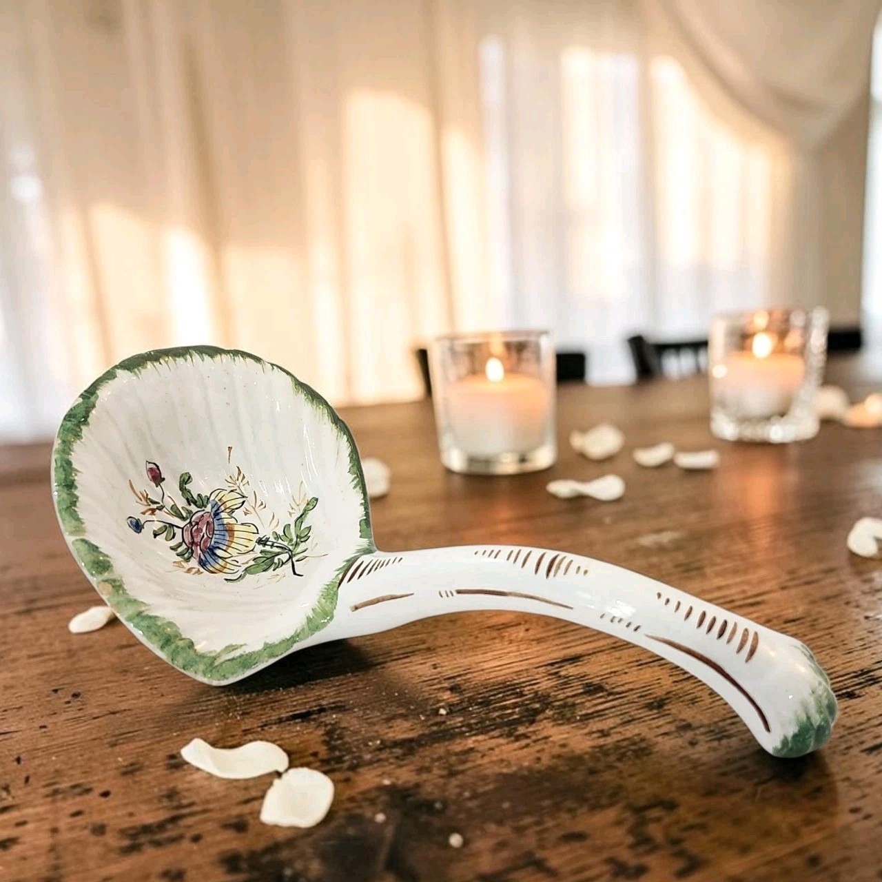 Vintage Italian Hand Painted Tureen Ladle Floral Pattern Replacement 8\ Vintage Italian Hand Painted Tureen Ladle Floral Pattern Replacement 8\