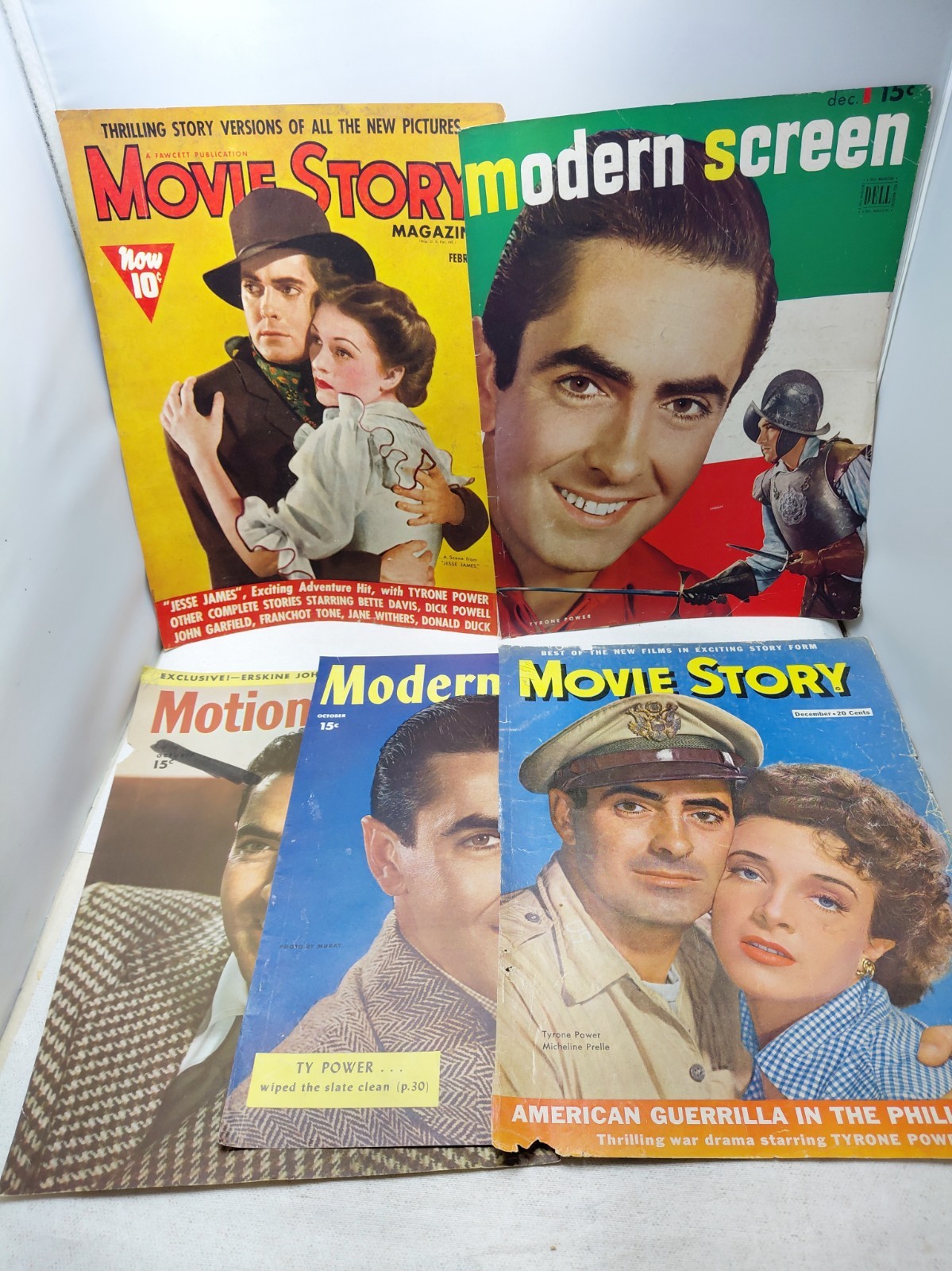 Modern Screen Movie Story Motion Picture Magazine Tyrone Power COVERS ONLY Vtg