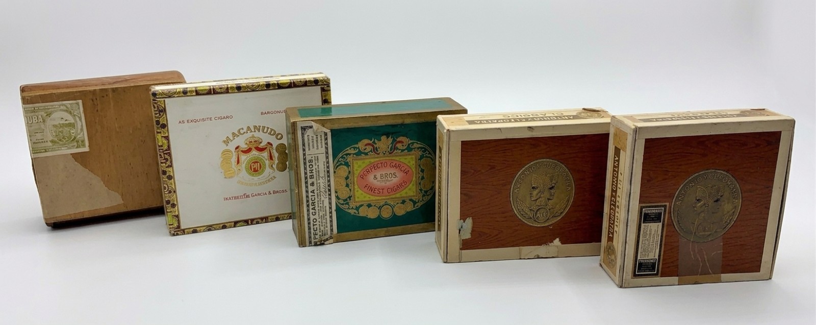 Vintage Empty Cigar Box Lot Macanudo Antonio Y Cleopatra Perfecto Garcia 5pc