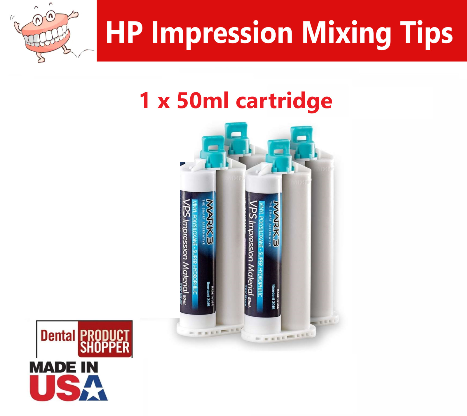 MARK3 HEAVY BODY FAST SET VPS PVS Dental Impression Material 50ML Cartridges USA