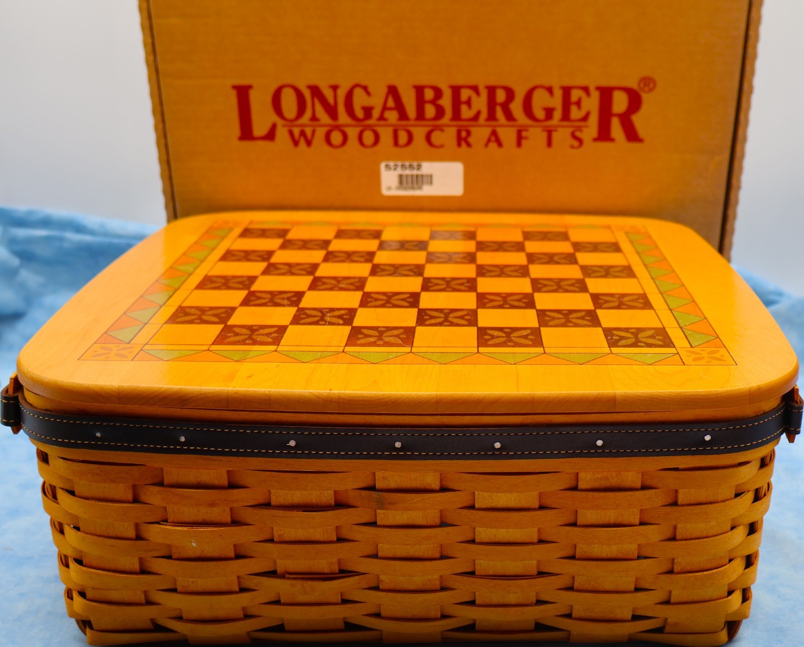 Longaberger 2001 Fathers Day Checkerboard Basket Lid Checkers Box Protectors