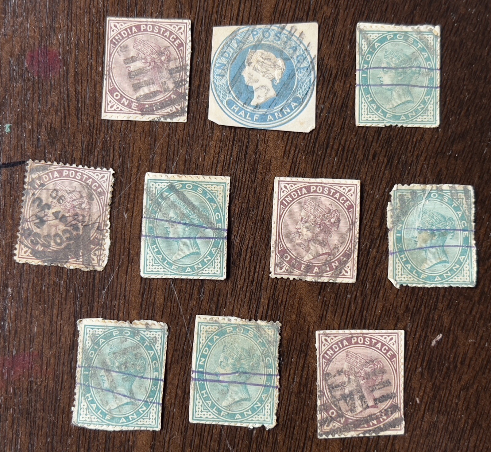 1800s INDIA QUEEN VICTORIA INVESTOR RESELLER LOT OF 10 STAMPS, EARLY COLLECTION