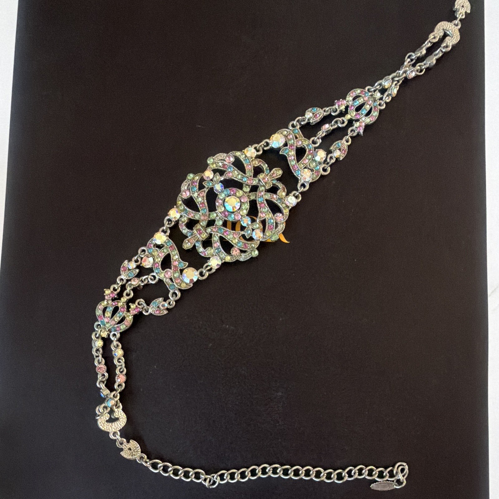 Silver Tone Crystal Rhinestone Cable Chain Link Bracelet Adjustable Lobster
