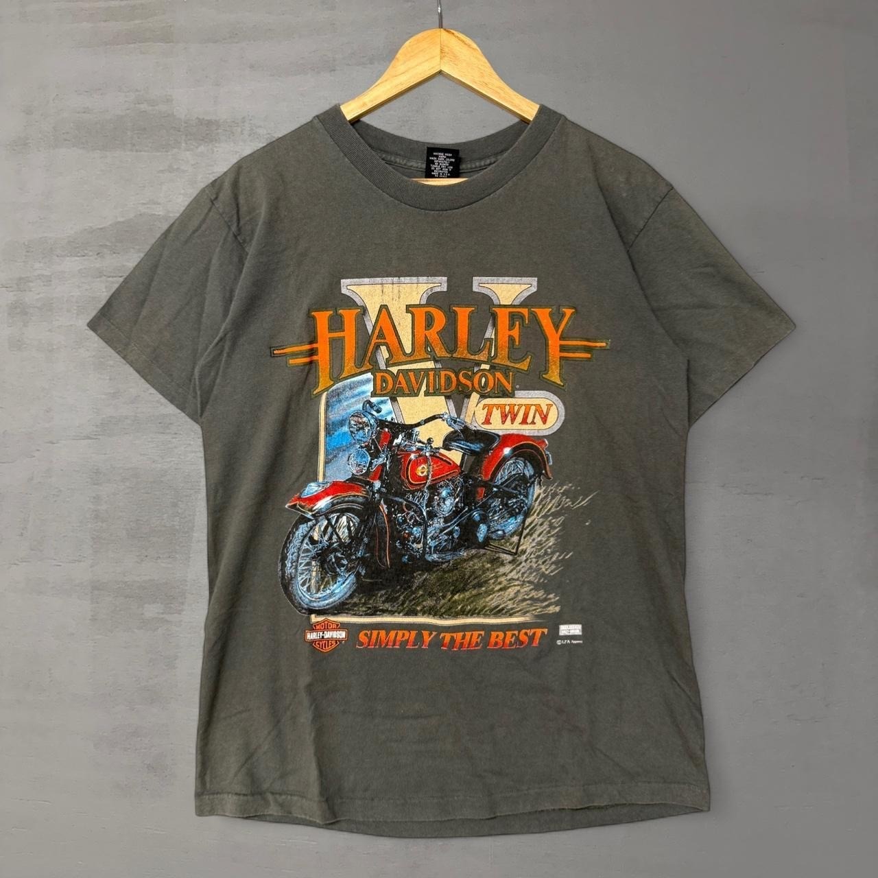 Vintage Harley Davidson V Twin Motorcycle Graphic Shirt Grey 1995 Medium