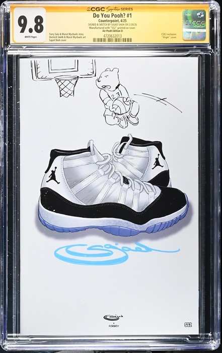 Do You Pooh?#1 CGC 9.8 Signature Series Sajad Shah Signed Sketch Air Jordan C2E2