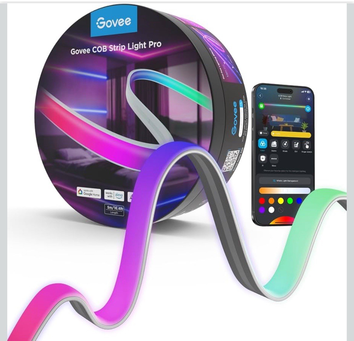 Govee COB Strip Light Pro 9.8ft RGBICW Matter Alexa Google Home