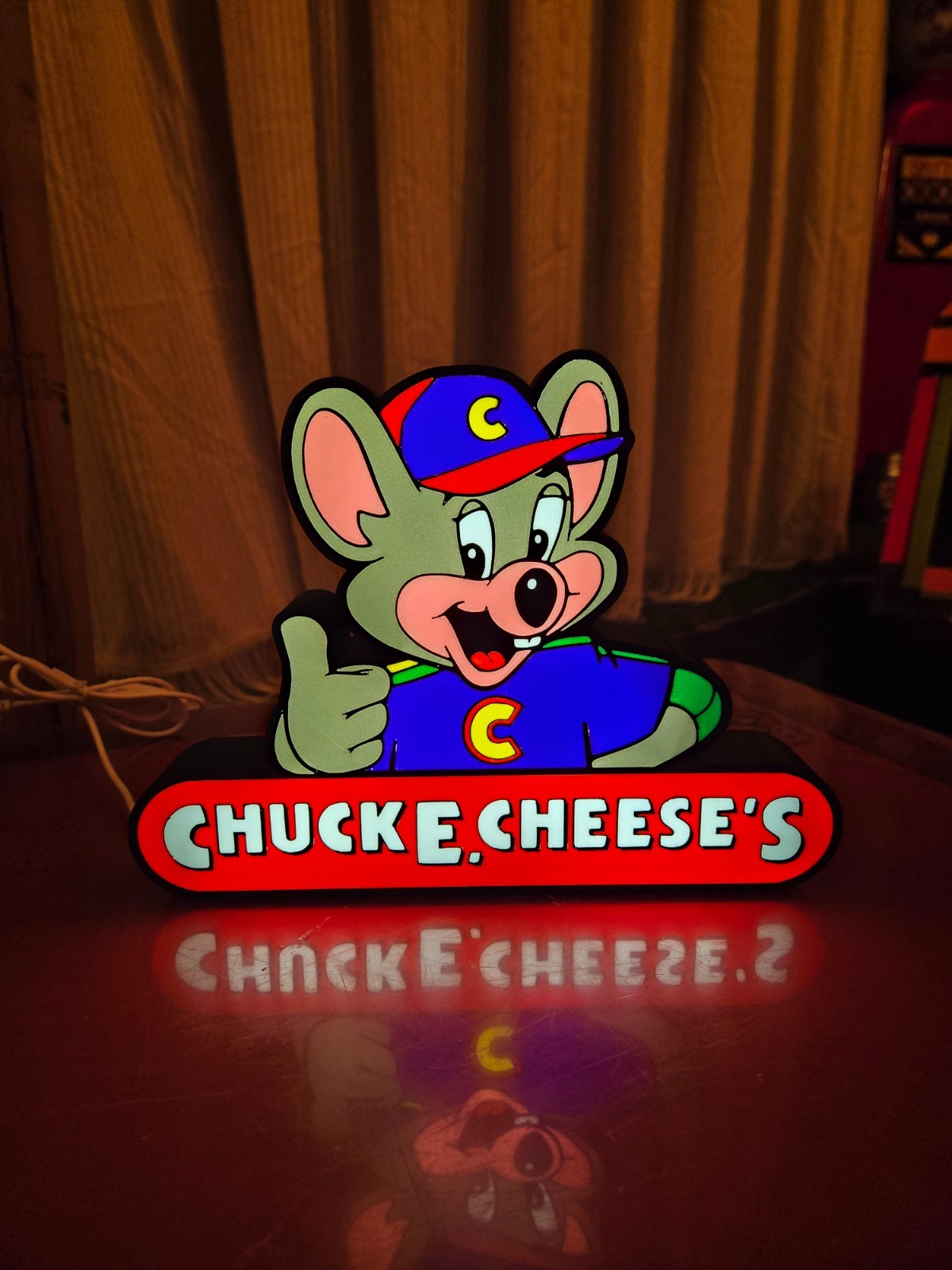 Chuck E Cheese Thumbs Up - USB Lighted LED Sign - Man Cave - arcade Chuck E Cheese Thumbs Up - USB Lighted LED Sign - Man Cave - arcade