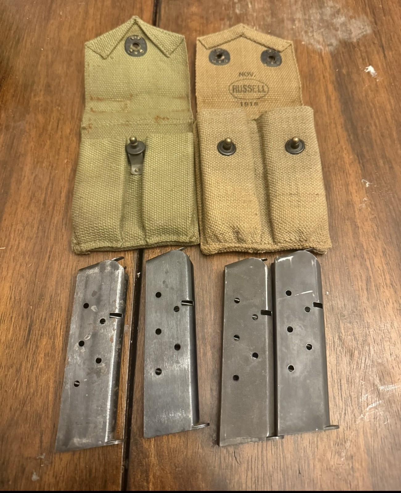 (4) WWII M1911 .45 Auto Magazine With Holders