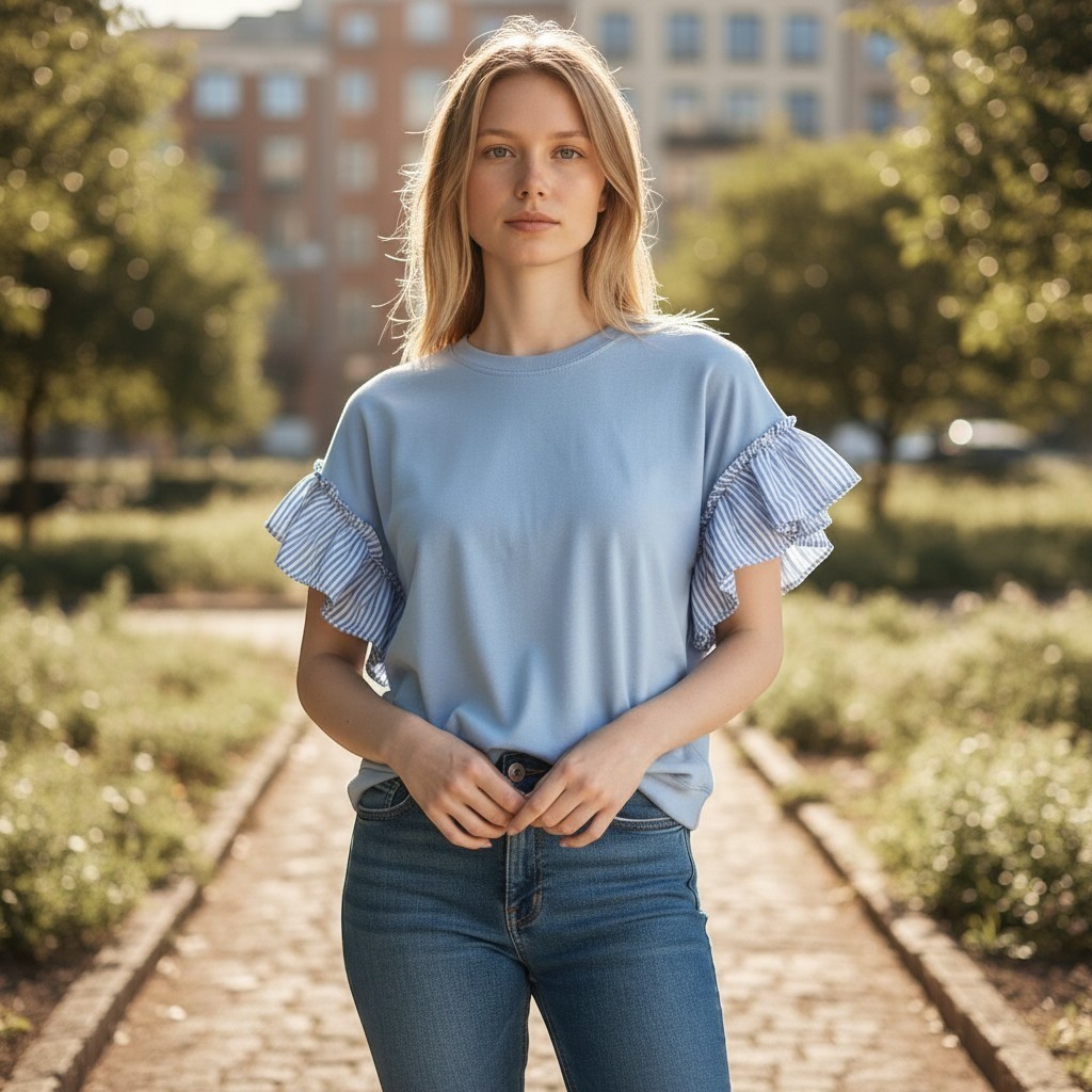 Pilcro Anthropologie Ruffle Sleeve Knit Top Blue Striped Contrast M Pilcro Anthropologie Ruffle Sleeve Knit Top Blue Striped Contrast M