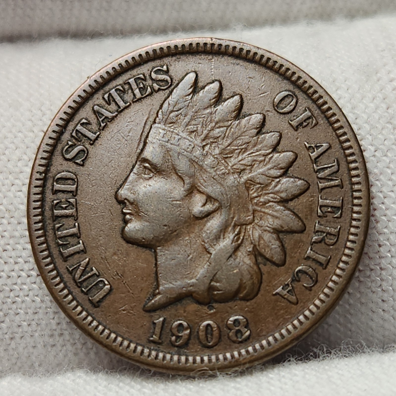1908 S Indian Head Penny Cent 1c VF Very Fine Key Date Brown US Coin ICgeZ