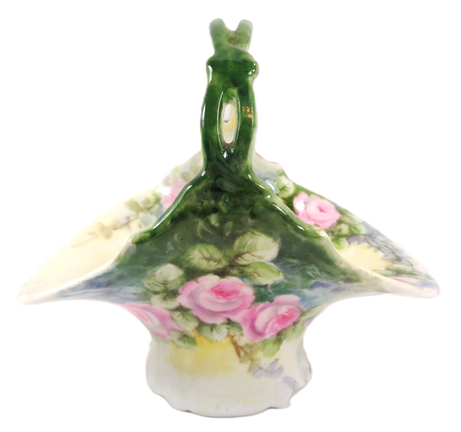 Antique Limoges Basket Hand Painted Pink Tea Roses
