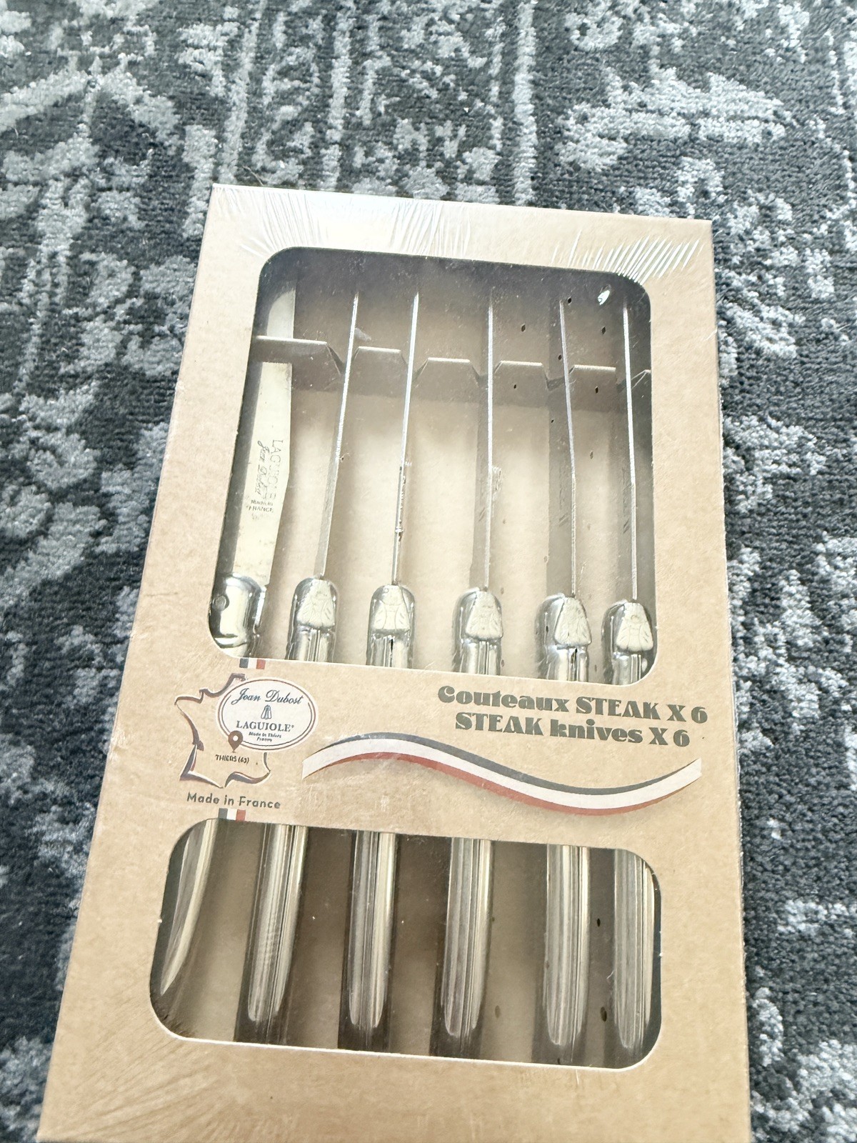 Jean Dubost Laguiole 6-Piece Stainless Steel Steak Knives Made in France Jean Dubost Laguiole 6-Piece Stainless Steel Steak Knives Made in France